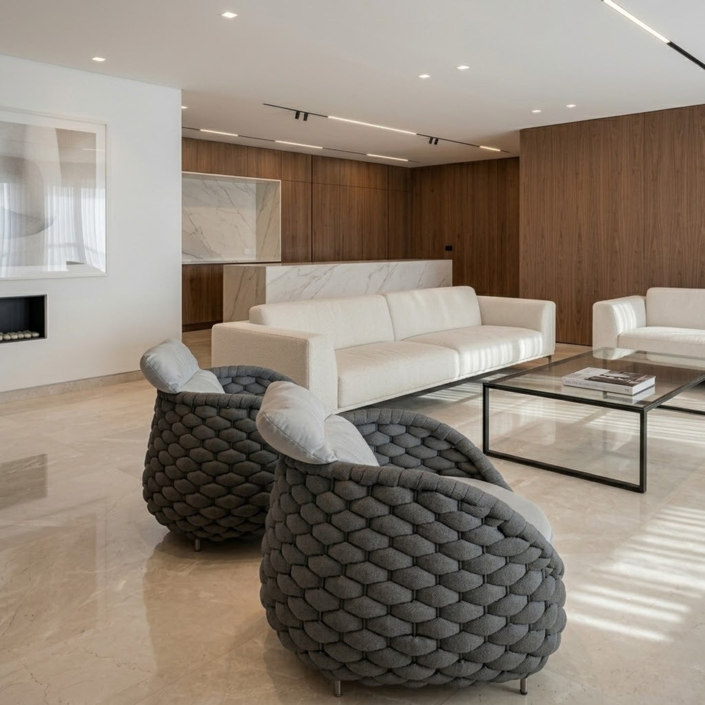 Ensemble Salon de Jardin Rotin Tressé 5 Places | Mobilier Extérieur Premium