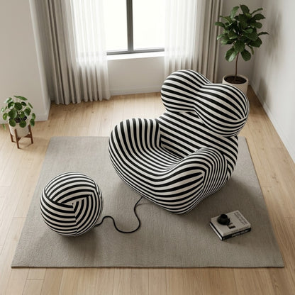 Fauteuil Design Organique avec Pouf — Pièce de Designer Premium