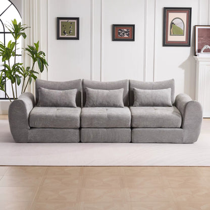 Canapé Modulable 3 Places en Tissu Chenille – Design Minimaliste & Modulable