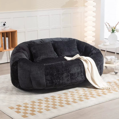 Canapé Pouf de Sol 2 Places en Tissu Chenille – Design Lounge