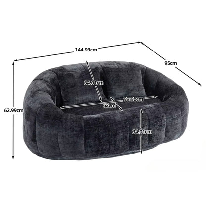 Canapé Pouf de Sol 2 Places en Tissu Chenille – Design Lounge