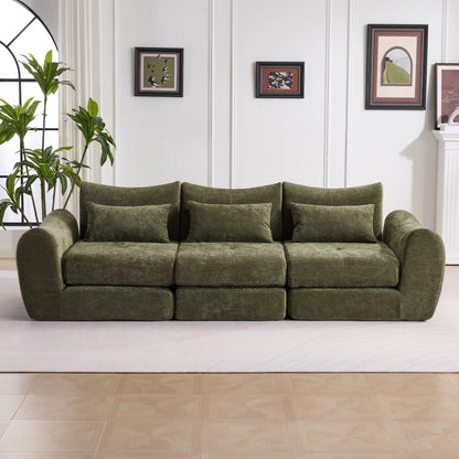 Canapé Modulable 3 Places en Tissu Chenille – Design Minimaliste & Modulable