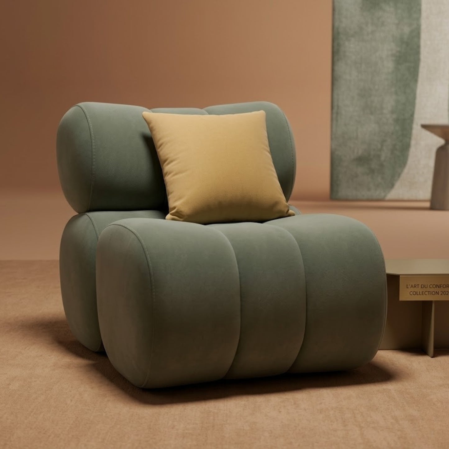 Fauteuil Lounge Cloud en Velours | Assise Profonde Design Contemporain