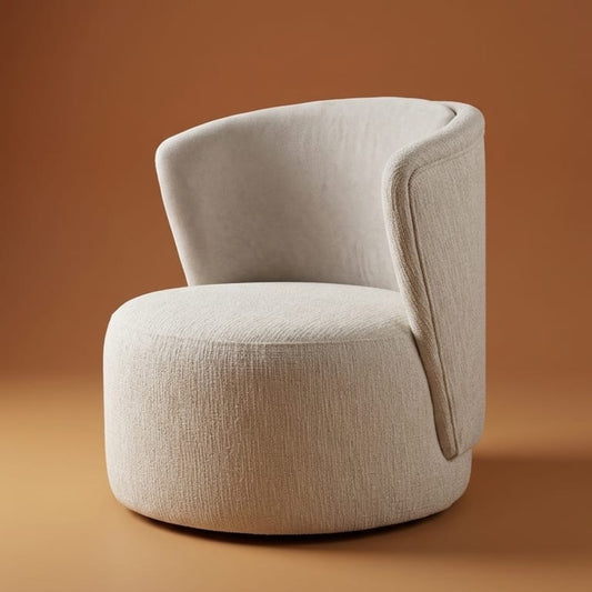 Fauteuil Rond Bouclé Beige | Assise Enveloppante Design Contemporain