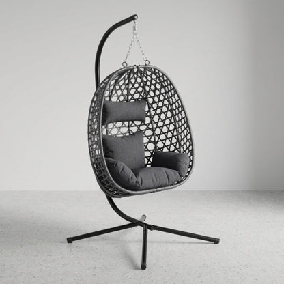 Fauteuil Suspendu Jardin - Chaise Oeuf en Rotin et Acier Galvanisé