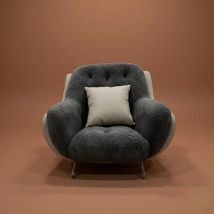 Fauteuil Club en Acier Inoxydable & Bois