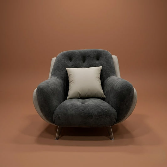 Fauteuil Club en Acier Inoxydable & Bois
