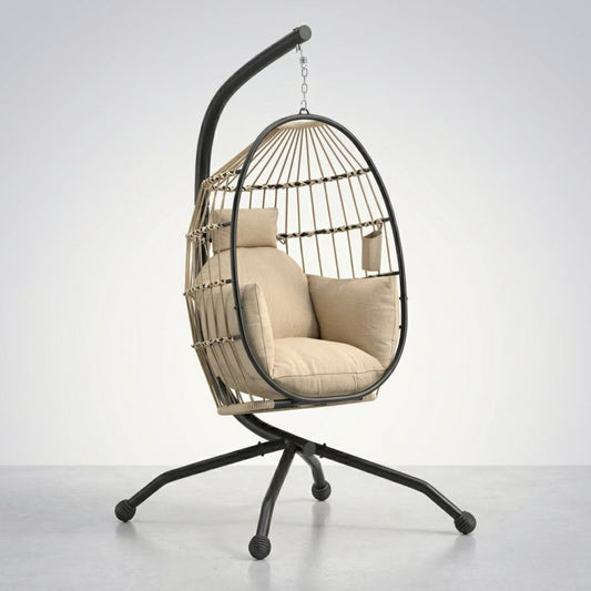 Fauteuil Oeuf suspendu confort premium | Porte-gobelet intégré