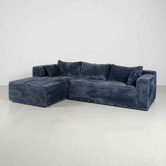Canapé d'Angle 3 Places en Velours Bleu – Modulable et Design