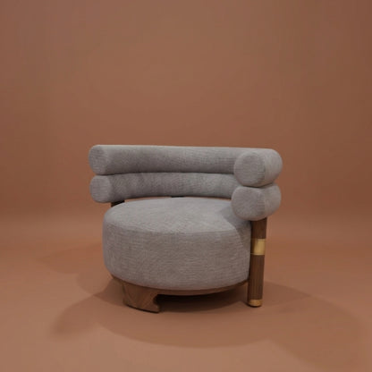 Fauteuil Lounge Bouclé Courbe & Laiton | Design Arrondi Premium