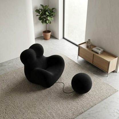 Fauteuil Design Organique avec Pouf — Pièce de Designer Premium