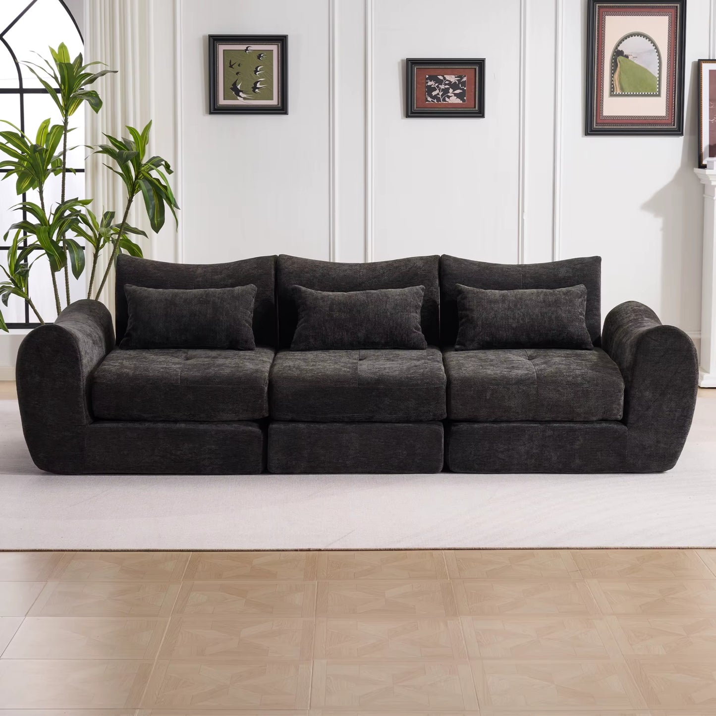 Canapé Modulable 3 Places en Tissu Chenille – Design Minimaliste & Modulable