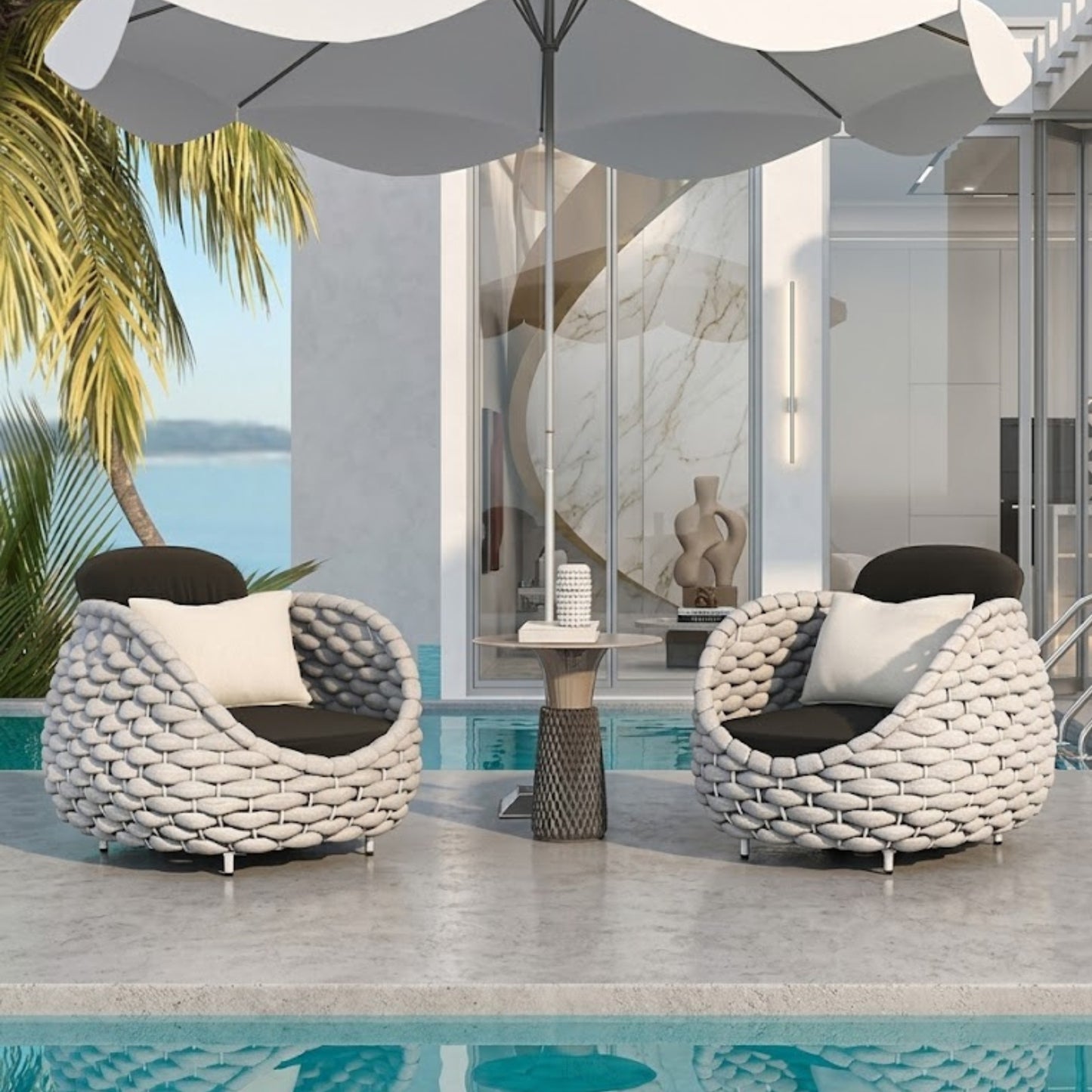 Fauteuil de Jardin Rotin Tressé | Fauteuil Extérieur Design Premium
