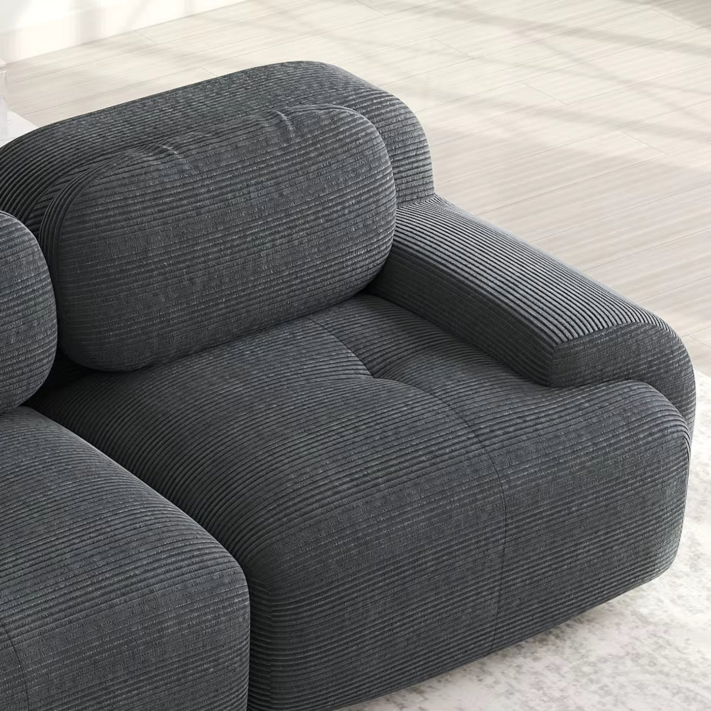 Canapé 3 Places droit en Velours Côtelé – Design Modulable et Confort