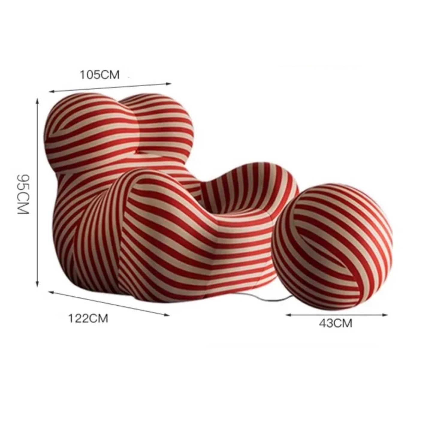 Fauteuil Design Organique avec Pouf — Pièce de Designer Premium