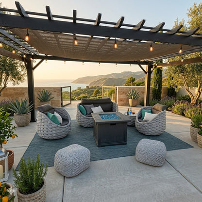 Ensemble Salon de Jardin Rotin Tressé 5 Places | Mobilier Extérieur Premium