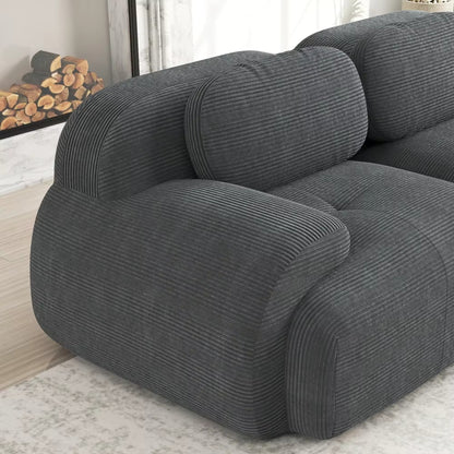 Canapé 3 Places droit en Velours Côtelé – Design Modulable et Confort