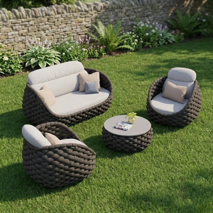 Ensemble Salon de Jardin Rotin Tressé 5 Places | Mobilier Extérieur Premium