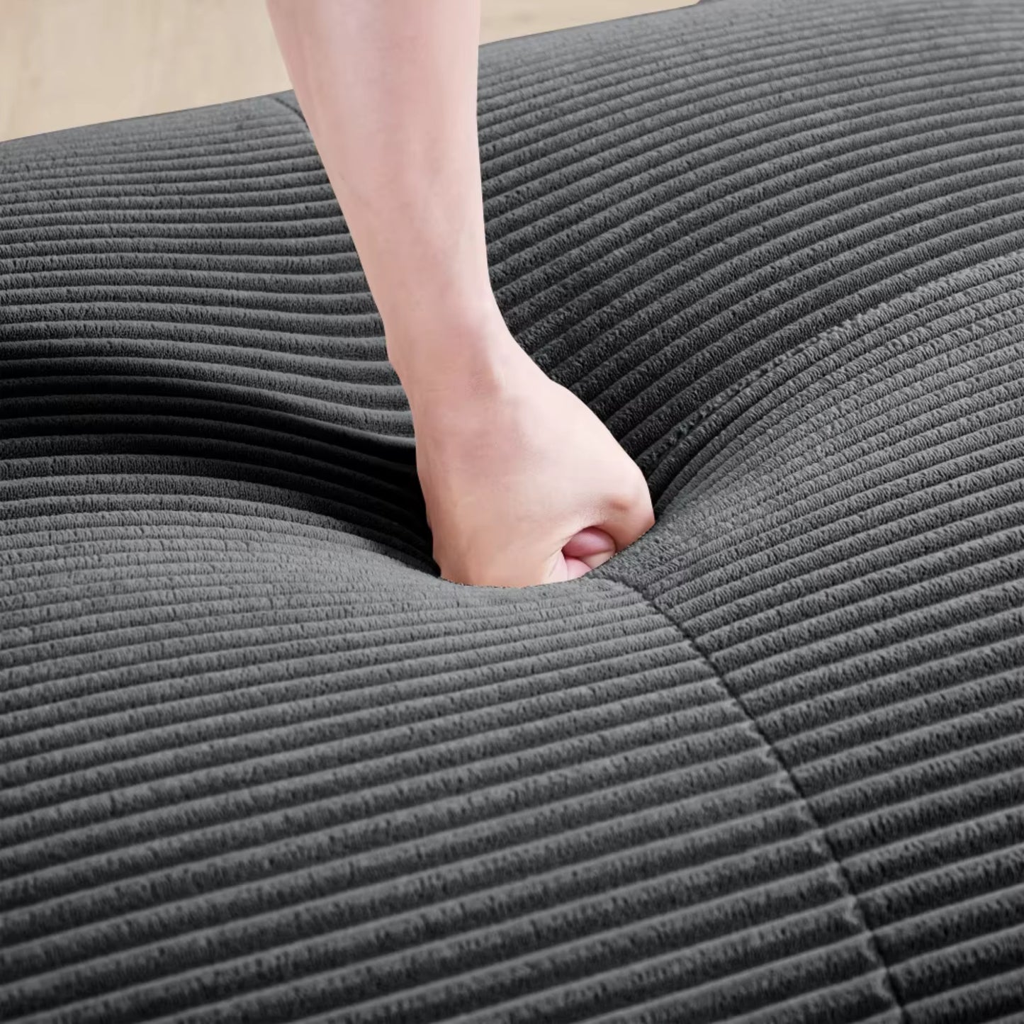 Canapé 3 Places droit en Velours Côtelé – Design Modulable et Confort