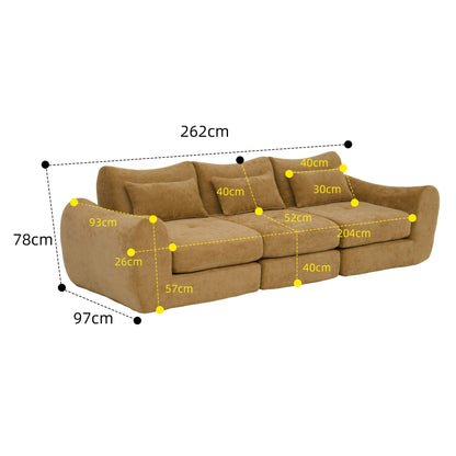 Canapé Modulable 3 Places en Tissu Chenille – Design Minimaliste & Modulable