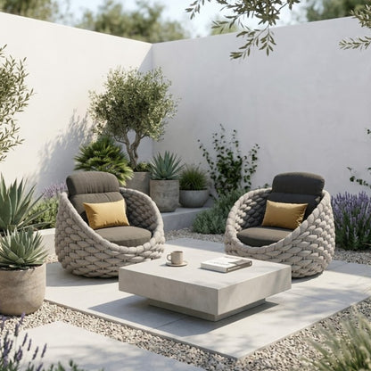 Ensemble Salon de Jardin Rotin Tressé 5 Places | Mobilier Extérieur Premium