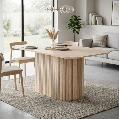 Table à Manger Design Scandinave Finition Bois - Pied Central (160 cm)