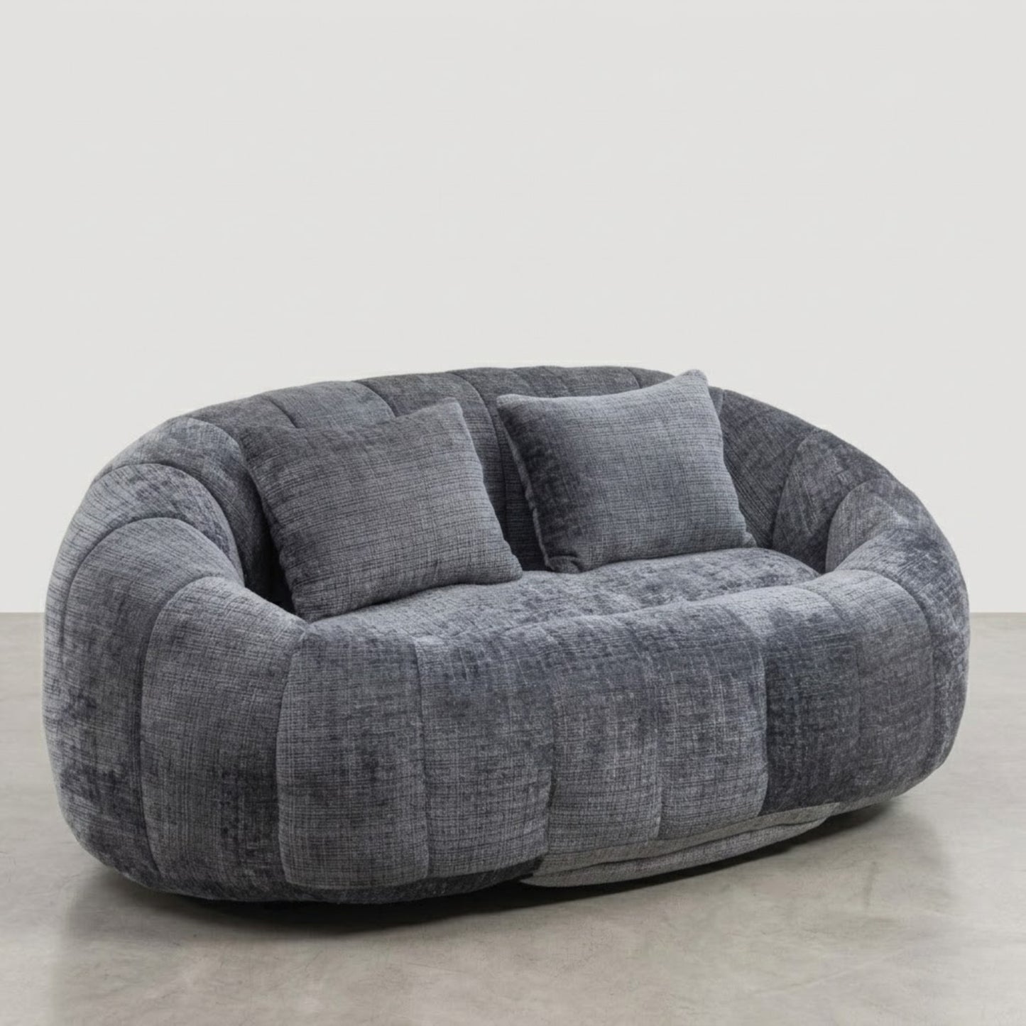 Canapé Pouf de Sol 2 Places en Tissu Chenille – Design Lounge