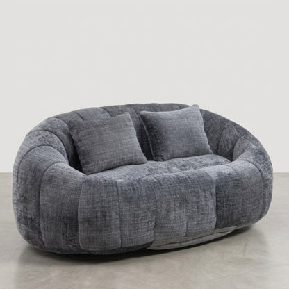 Canapé Pouf de Sol 2 Places en Tissu Chenille – Design Lounge