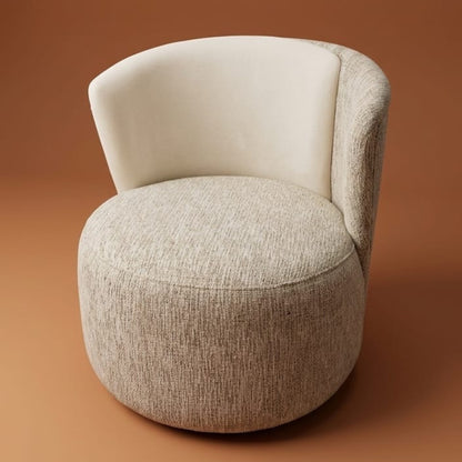 Fauteuil Rond Bouclé Beige | Assise Enveloppante Design Contemporain
