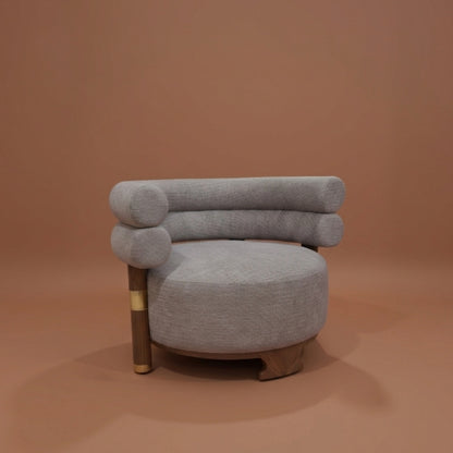 Fauteuil Lounge Bouclé Courbe & Laiton | Design Arrondi Premium