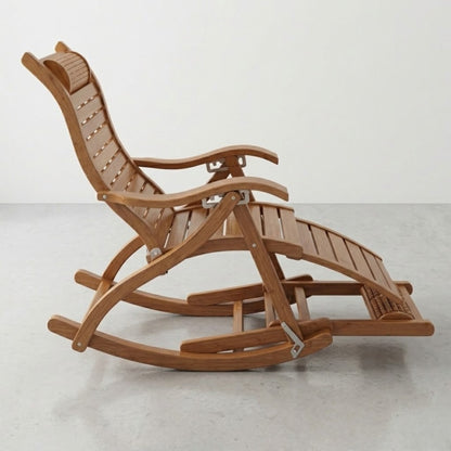 Chaise à Bascule pliante en Bambou Naturel | Chaise de jardin inclinable