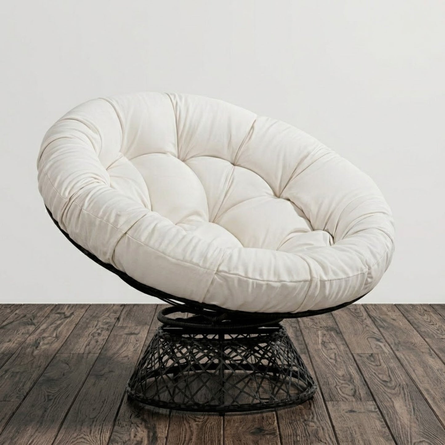 Fauteuil Papasan Pivotant 360° Premium | Rotin et Acier - Coussin Moelleux