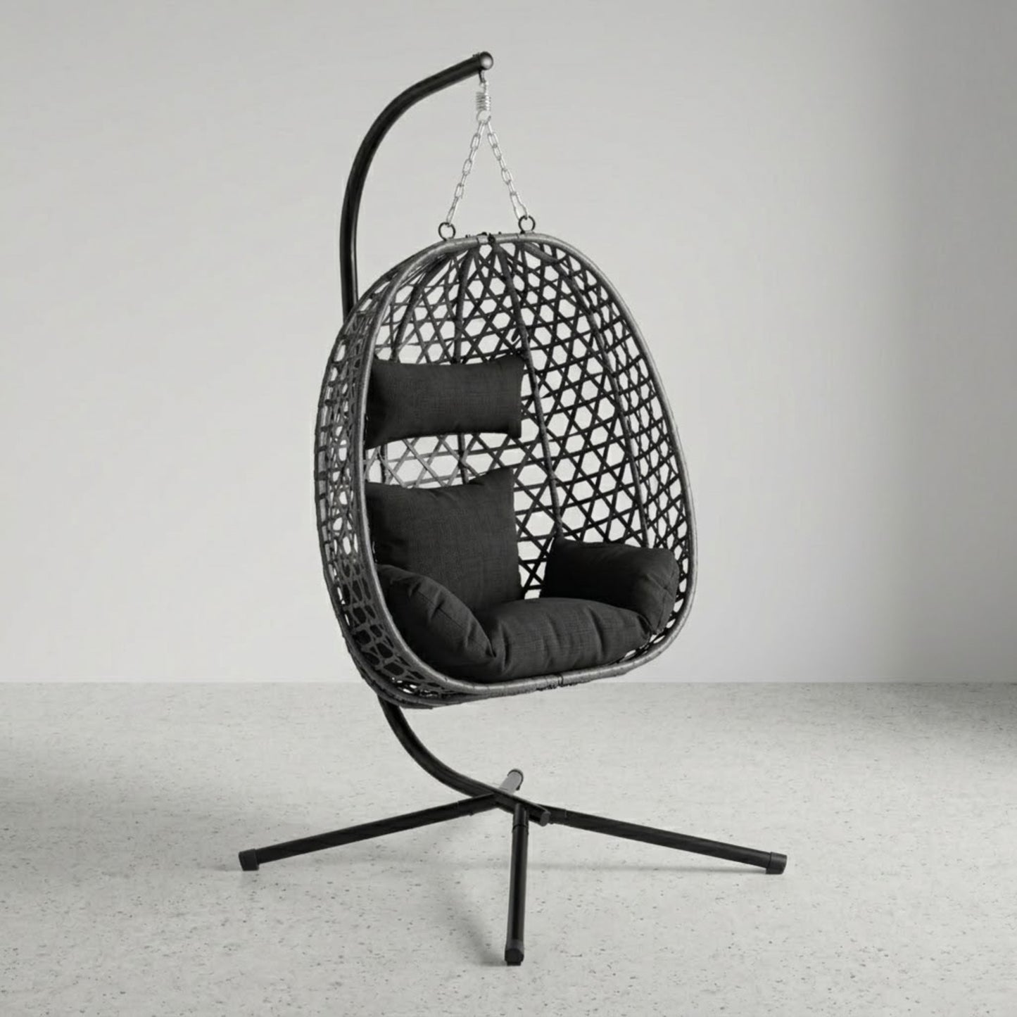 Fauteuil Suspendu Jardin - Chaise Oeuf en Rotin et Acier Galvanisé