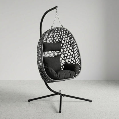 Fauteuil Suspendu Jardin - Chaise Oeuf en Rotin et Acier Galvanisé