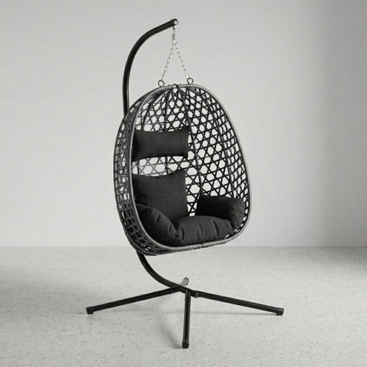 Fauteuil Suspendu Jardin - Chaise Oeuf en Rotin et Acier Galvanisé