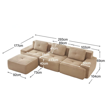 Canapé d'Angle Modulable | Canapé en Velours 3 Places