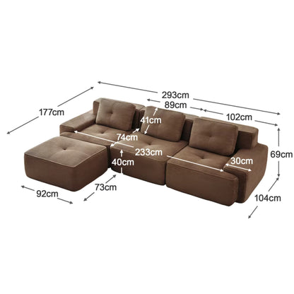 Canapé d'Angle Modulable | Canapé en Velours 3 Places