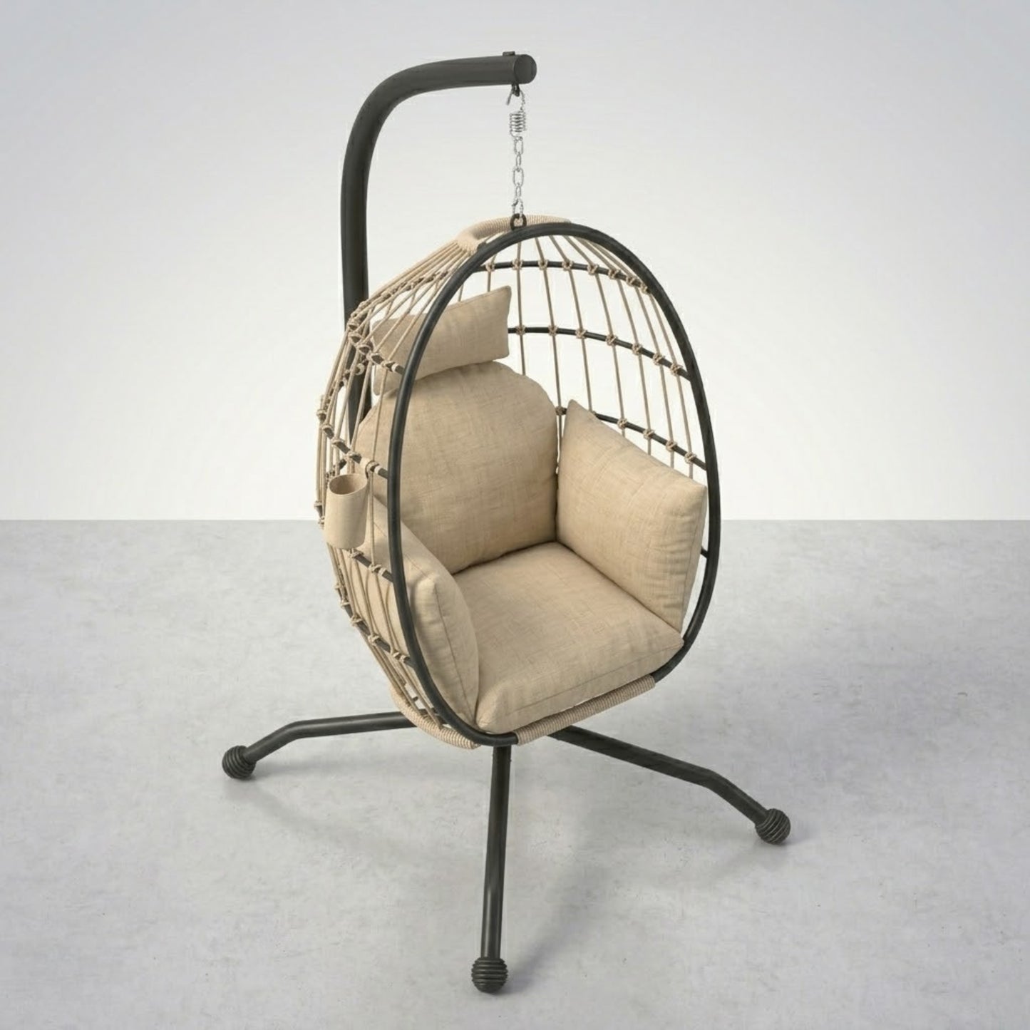 Fauteuil Oeuf suspendu confort premium | Porte-gobelet intégré