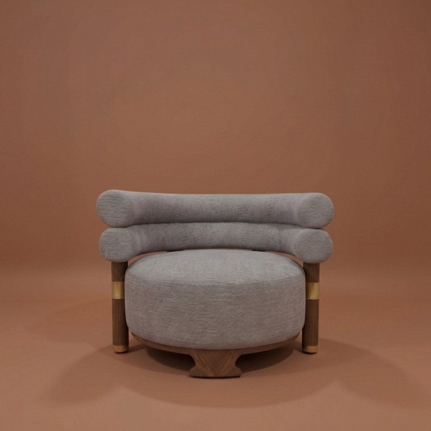 Fauteuil Lounge Bouclé Courbe & Laiton | Design Arrondi Premium