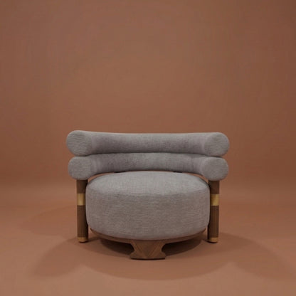 Fauteuil Lounge Bouclé Courbe & Laiton | Design Arrondi Premium
