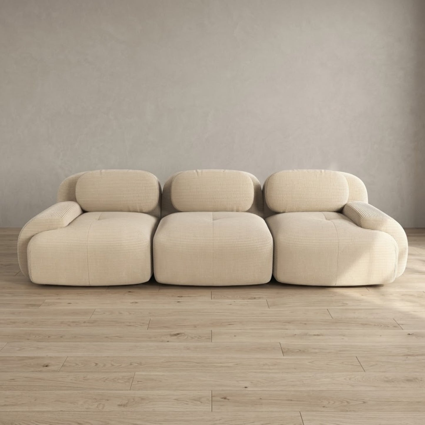 Canapé 3 Places droit en Velours Côtelé – Design Modulable et Confort