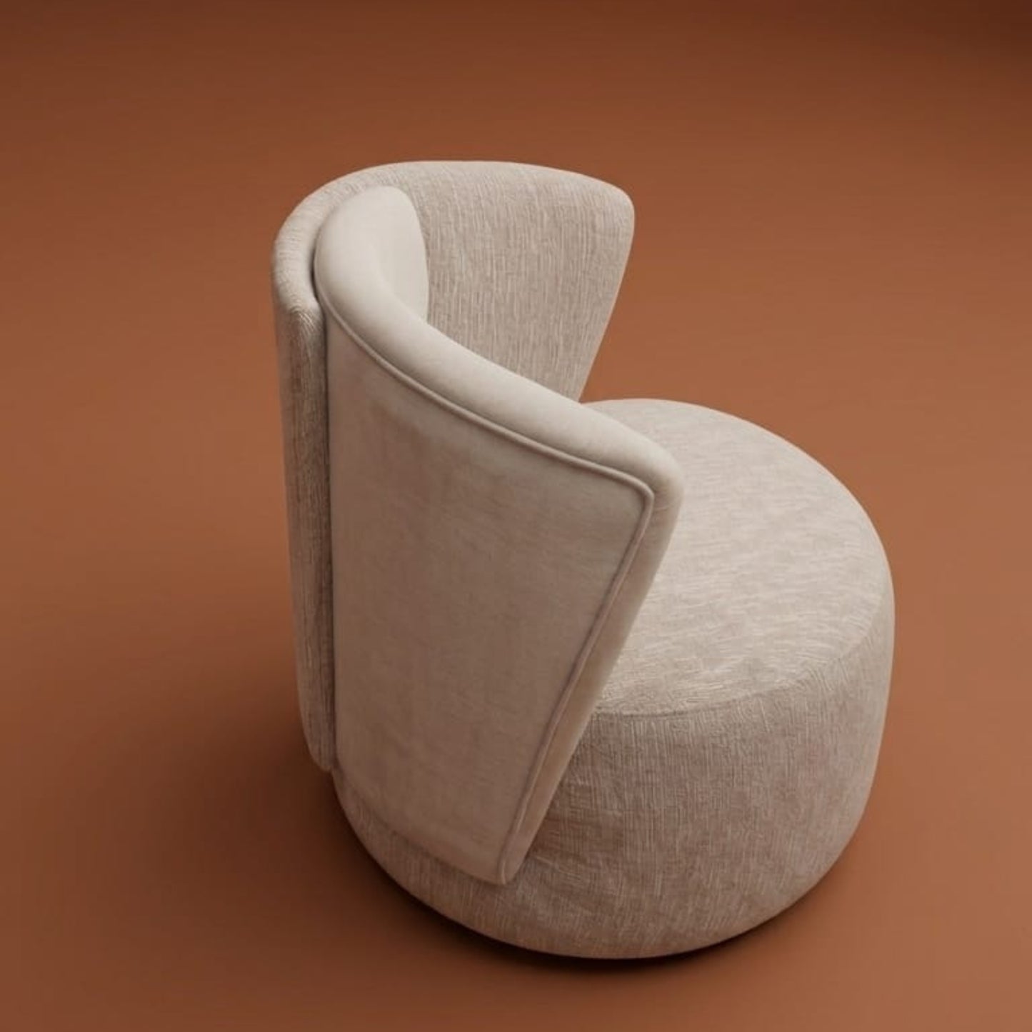 Fauteuil Rond Bouclé Beige | Assise Enveloppante Design Contemporain