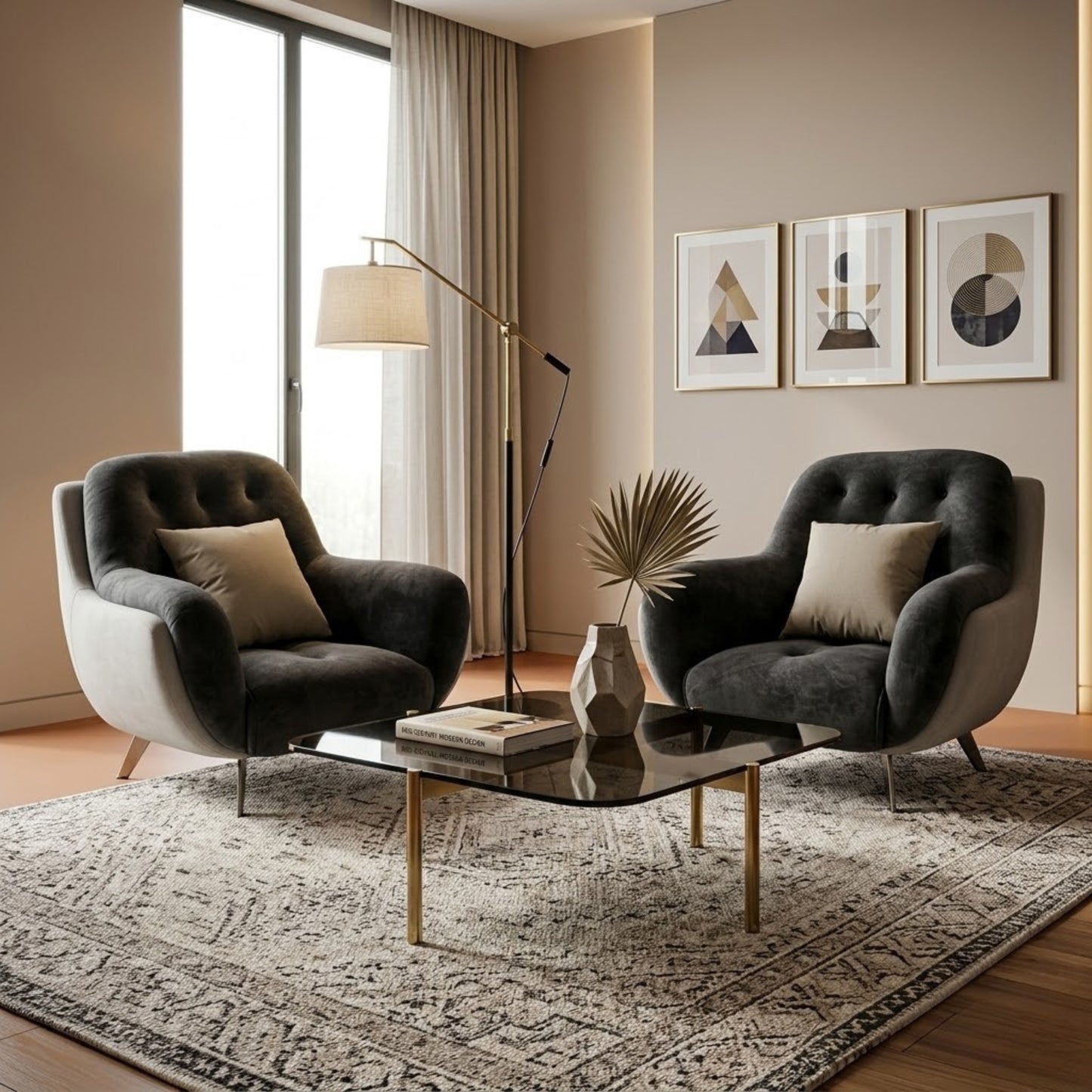 Fauteuil Club en Acier Inoxydable & Bois