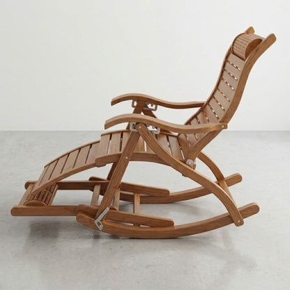 Chaise à Bascule pliante en Bambou Naturel | Chaise de jardin inclinable