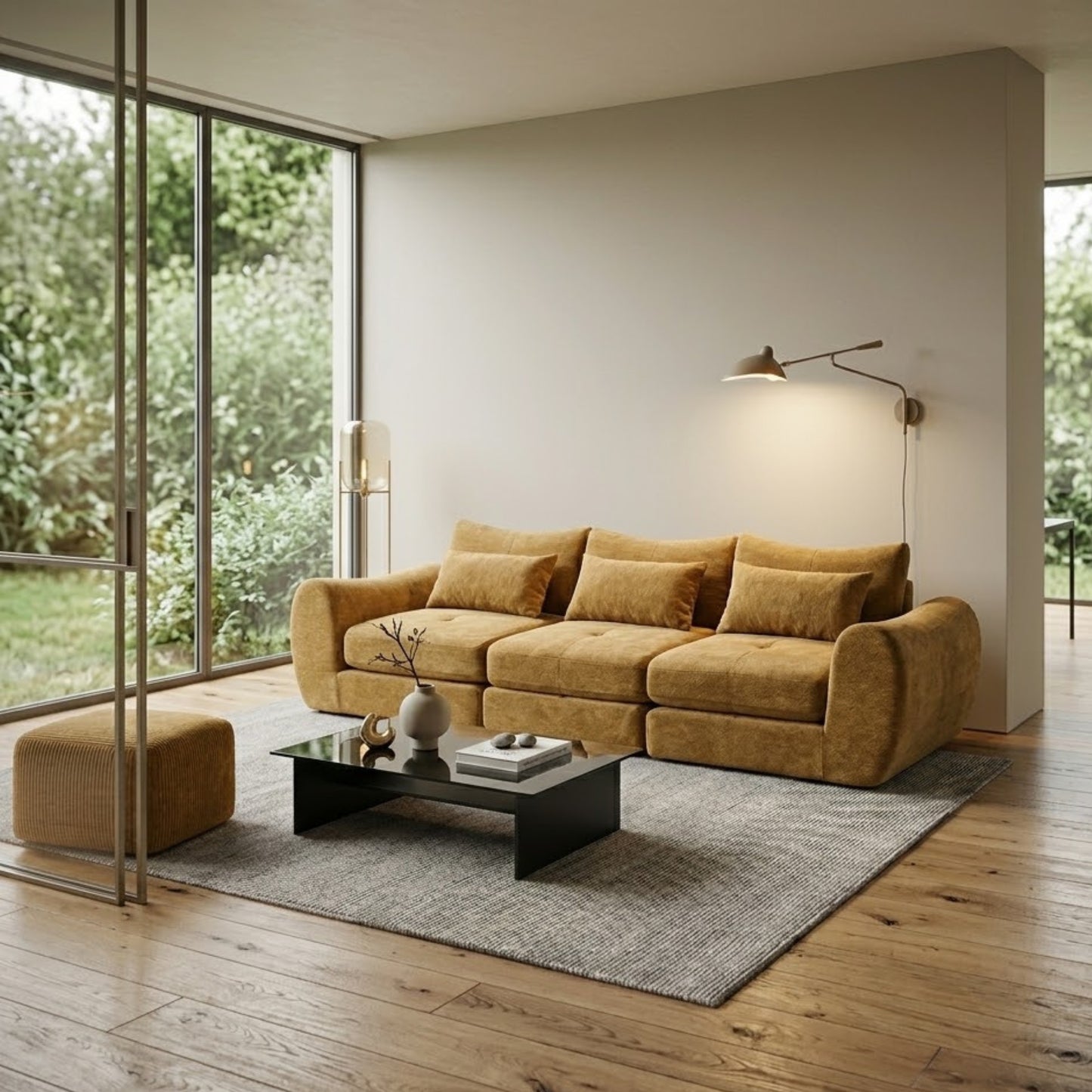 Canapé Modulable 3 Places en Tissu Chenille – Design Minimaliste & Modulable