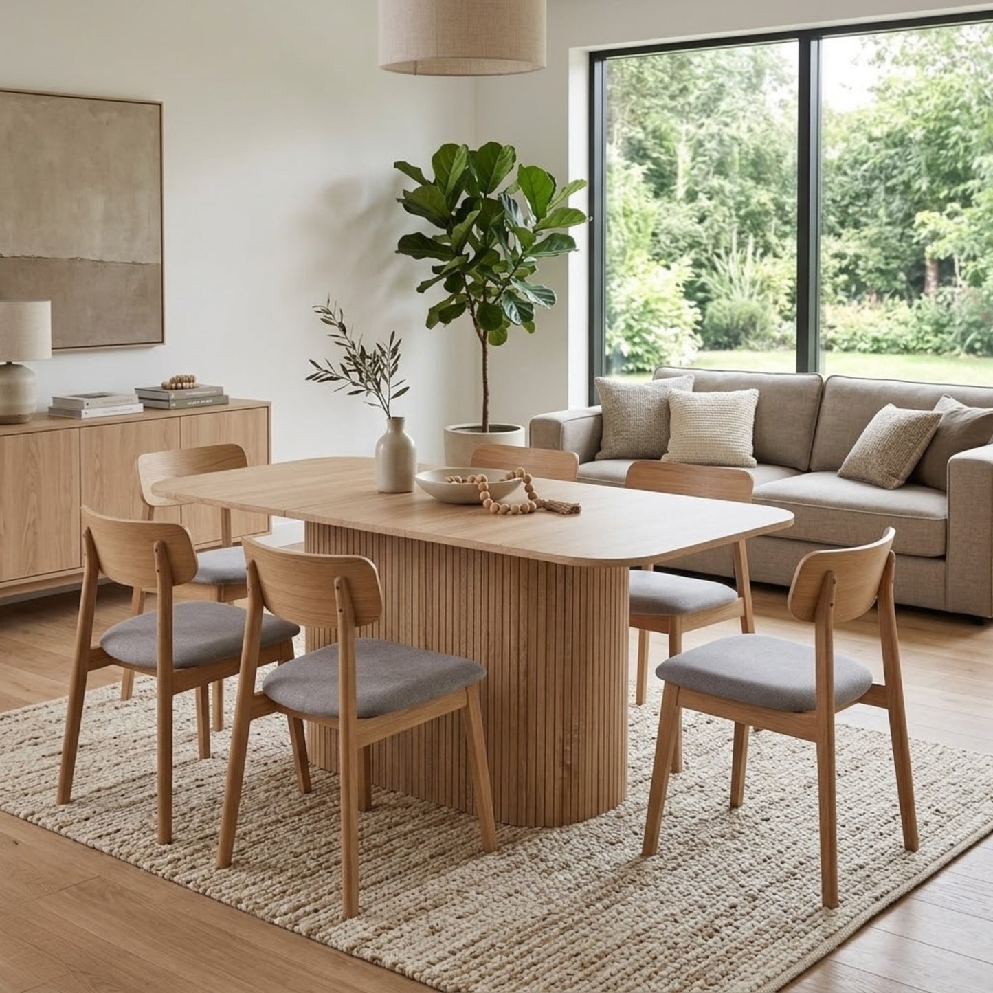Table à Manger Design Scandinave Finition Bois - Pied Central (160 cm)