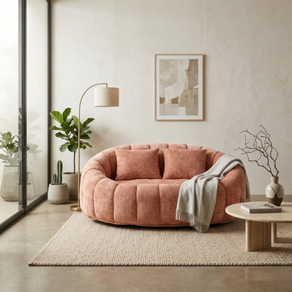 Canapé Pouf de Sol 2 Places en Tissu Chenille – Design Lounge