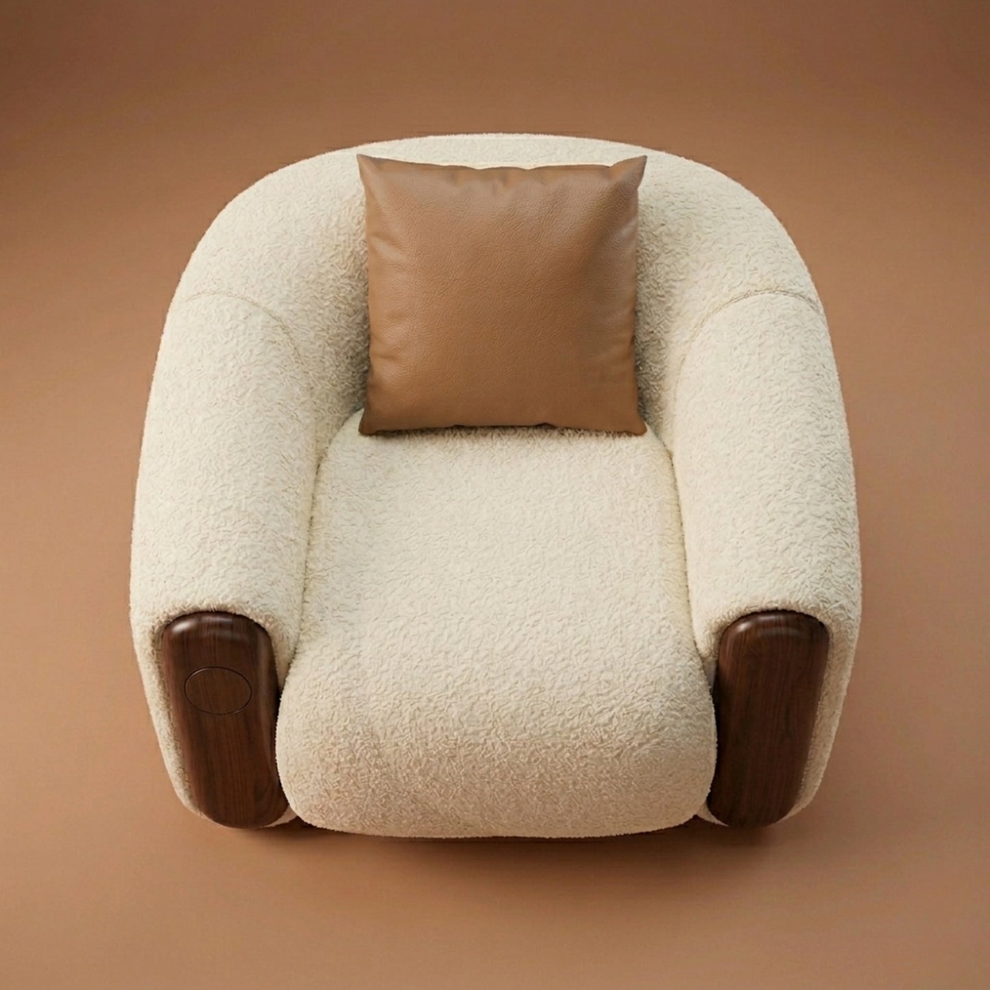 Fauteuil Accent Bouclé & Bois Massif | Fauteuil Lounge Design Contemporain