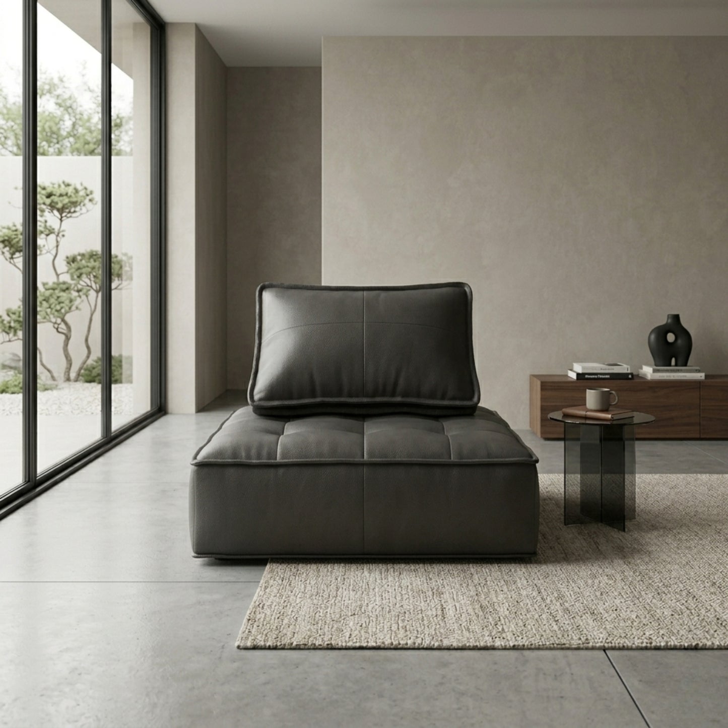 Fauteuil Paresseux Lounge en Cuir | Assise Basse