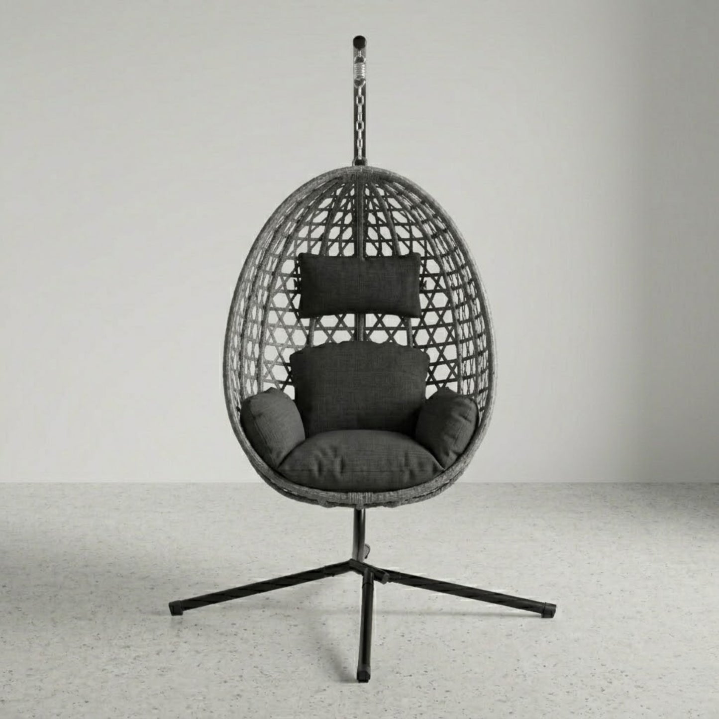 Fauteuil Suspendu Jardin - Chaise Oeuf en Rotin et Acier Galvanisé